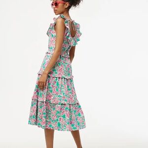 NWT JCrew Printed Ruffle Midi Dress